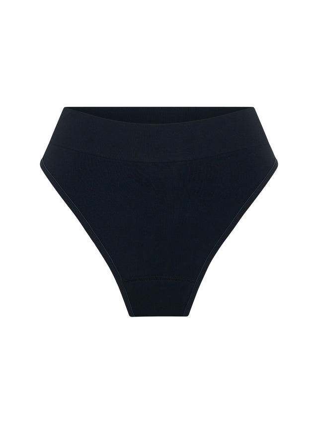 Modicomfort Seamless Hi Waist Cheeky Black & Thong Teale Blue 2 Pack