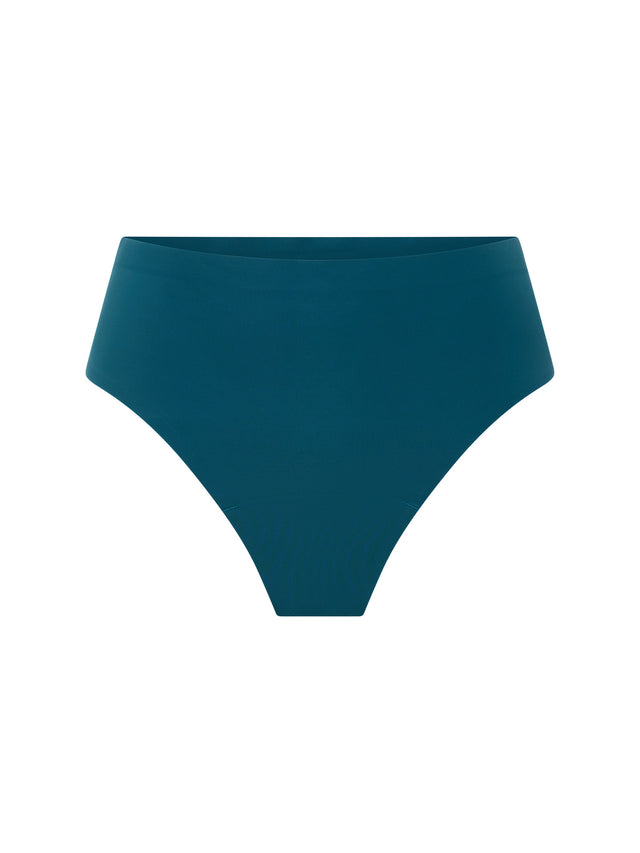 Seamfree Hi Waist Cheeky Teale Blue & Thong Black 2 Pack