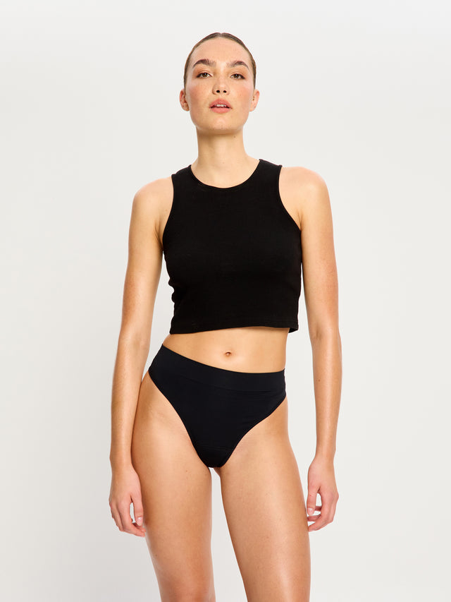 Modicomfort Seamless Hi Waist Thong Light Black