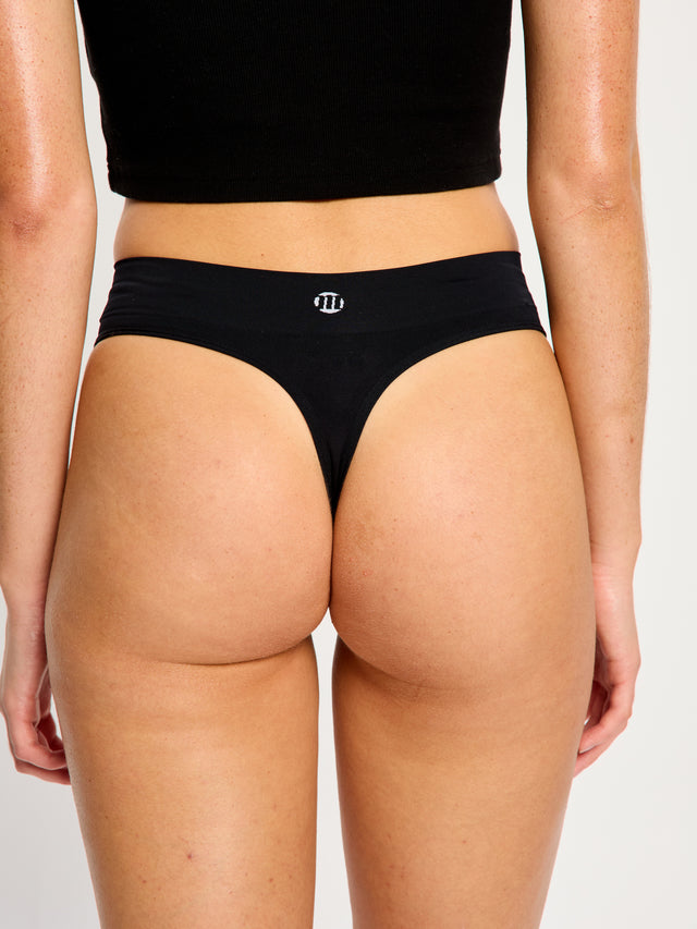 Modicomfort Seamless Hi Waist Thong Light Black