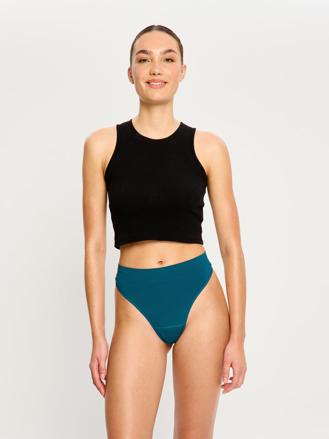 Modicomfort Seamless Hi Waist Thong Light Teale Blue
