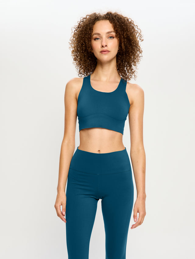Sculpted Y Back Crop Teale Blue