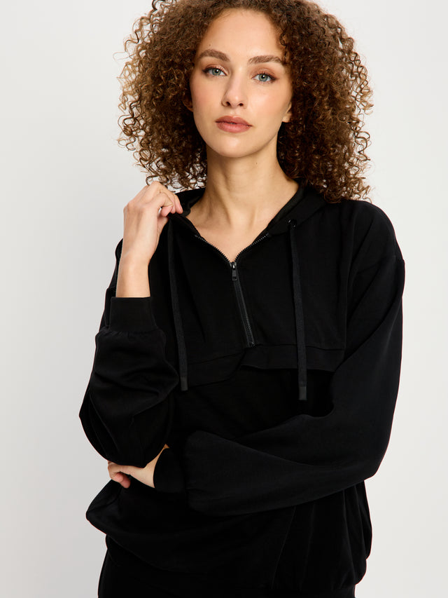 Half-Zip Hoodie Black