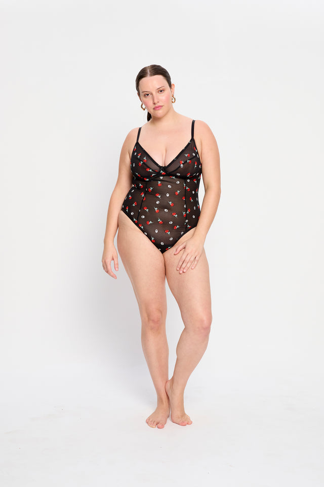 Intimates V Day Bodysuit Light Black Rose