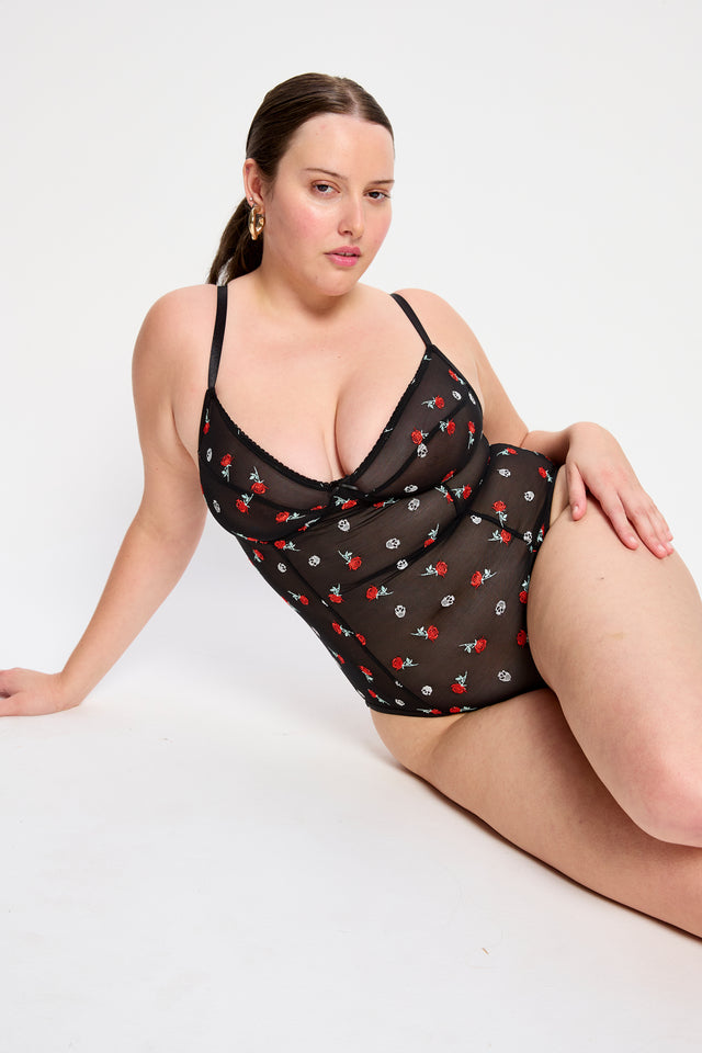 Intimates V Day Bodysuit Light Black Rose
