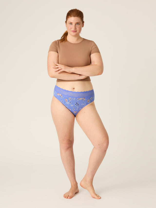 Sensual Hi Waist Bikini Moderate Bouquet Blue