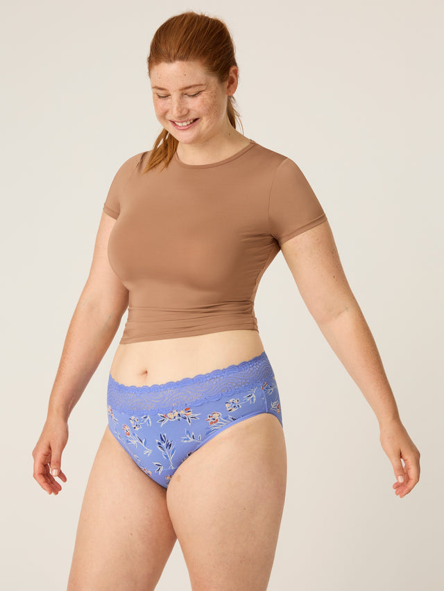 Sensual Hi Waist Bikini Moderate Bouquet Blue