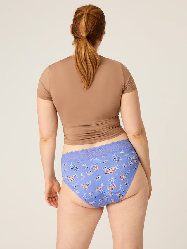 Sensual Hi Waist Bikini Moderate Bouquet Blue