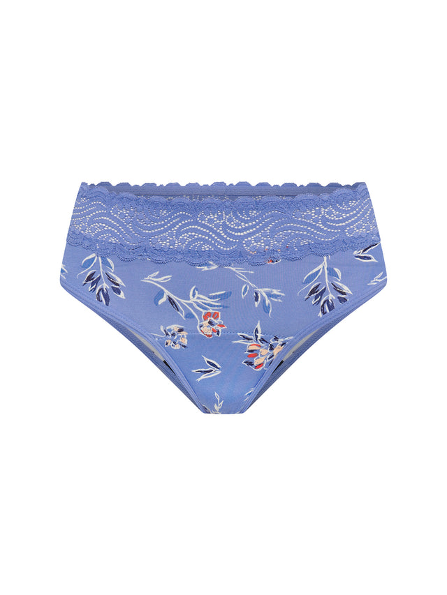 Sensual Hi Waist Bikini Moderate Bouquet Blue