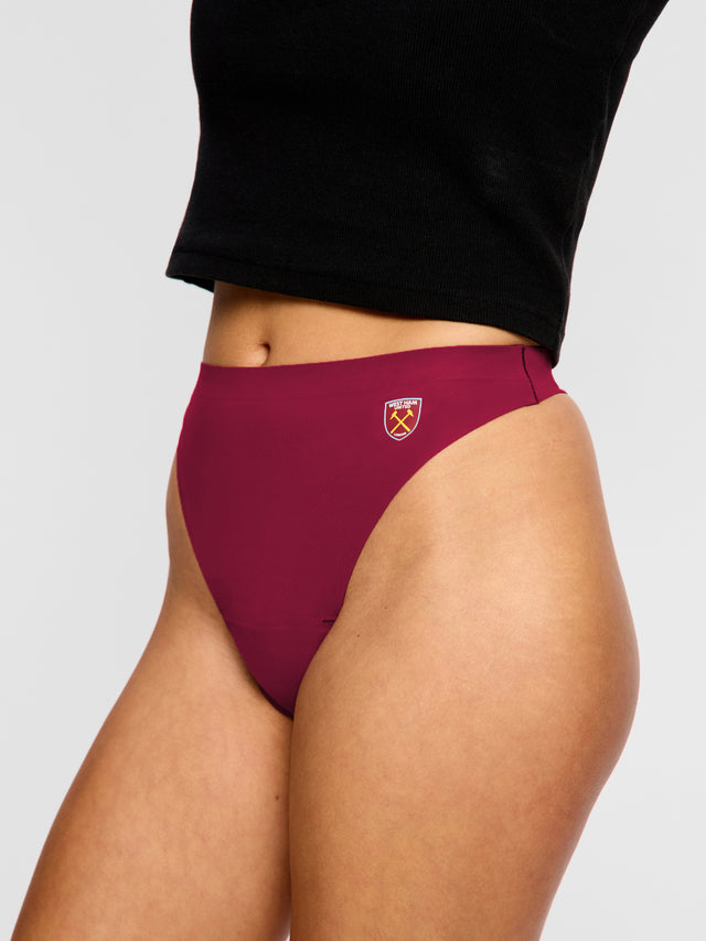 West Ham United Women X Modibodi Seamfree Hi Waist Thong Light Maroon