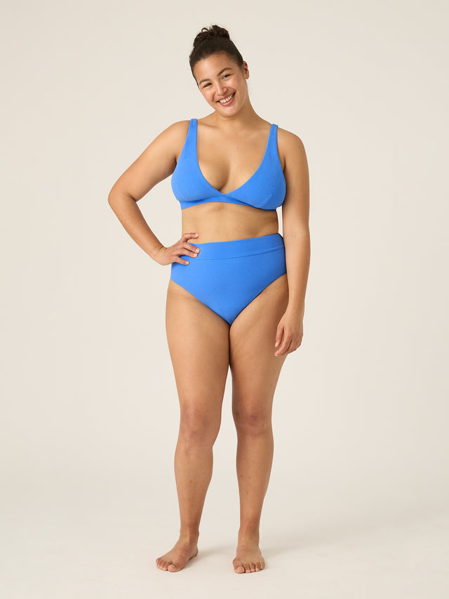Swimwear Soft Stretch Hi Waist Cheeky Brief Light Ultramarine Blue