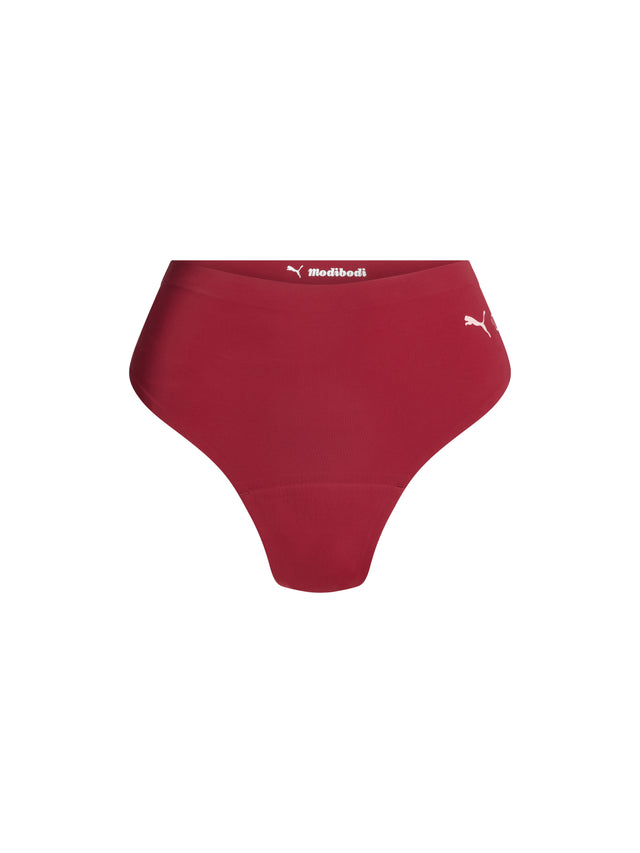 Puma X Modibodi Seamfree Active Hi Waist Cheeky Moderate Caramelised Red 3 Pack