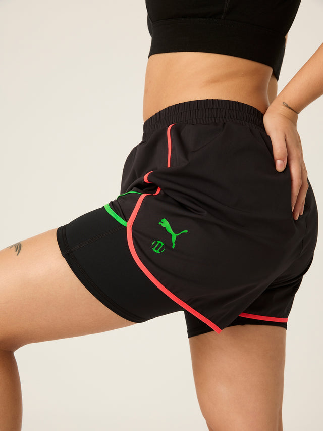 Puma X Modibodi 2 in 1 Active Short Moderate Black/Fire Orchid Puma Green