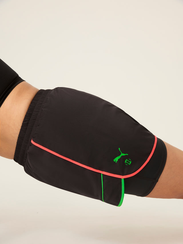 Puma X Modibodi 2 in 1 Active Short Moderate Black/Fire Orchid Puma Green