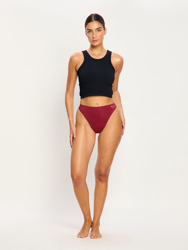 Puma X Modibodi Seamfree Active Hi Waist Thong Light Caramelised Red 3 Pack