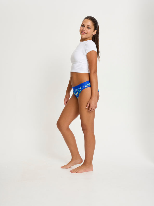 SmileyWorld® | Modibodi Teen Hipster Bikini Moderate Boho Botanical Blue