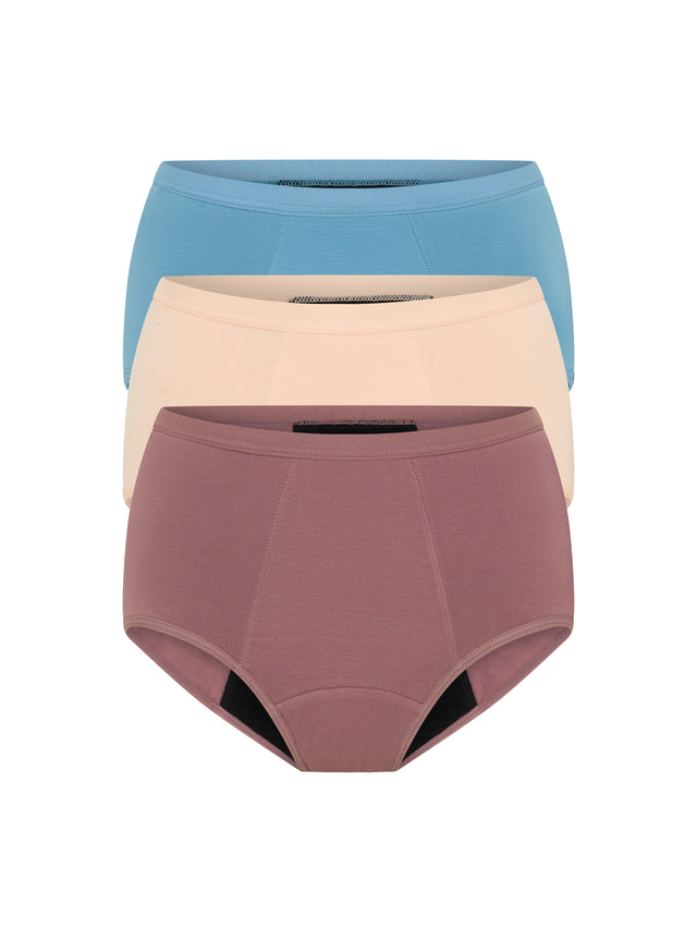 Basic Full Brief 3 Pack Super Subtle Umber/Plain Pink/Composure Blue