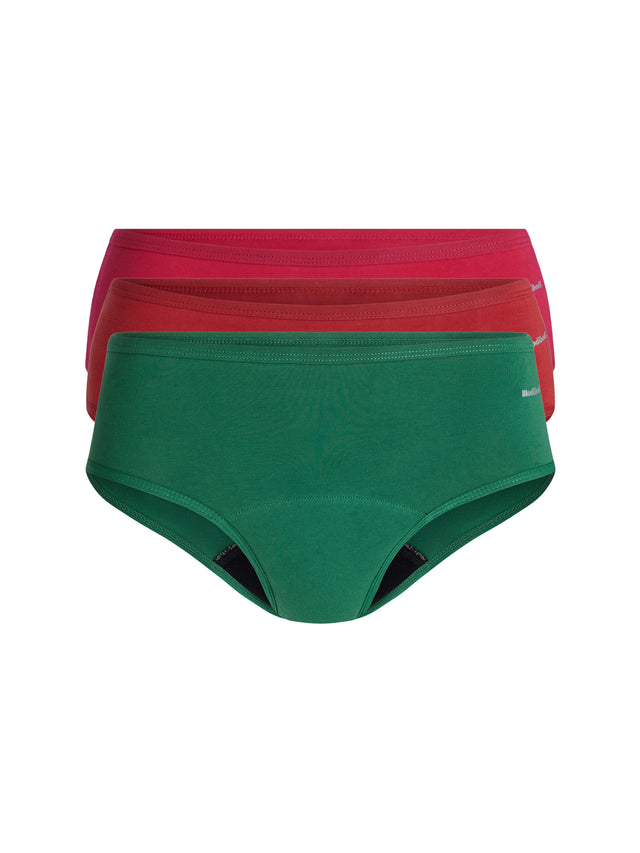 Basic Mid-Rise Brief 3 Pack Moderate Red Ochre/Cerise Pink/Fir Green