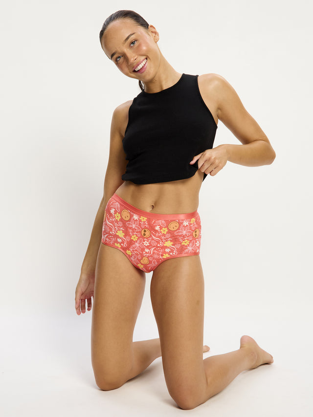 SmileyWorld® | Modibodi Classic Full Brief Super Boho Coral