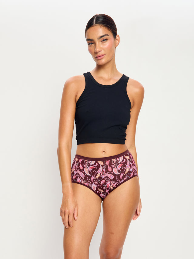 Classic Full Brief Moderate Opulent Paisley Red