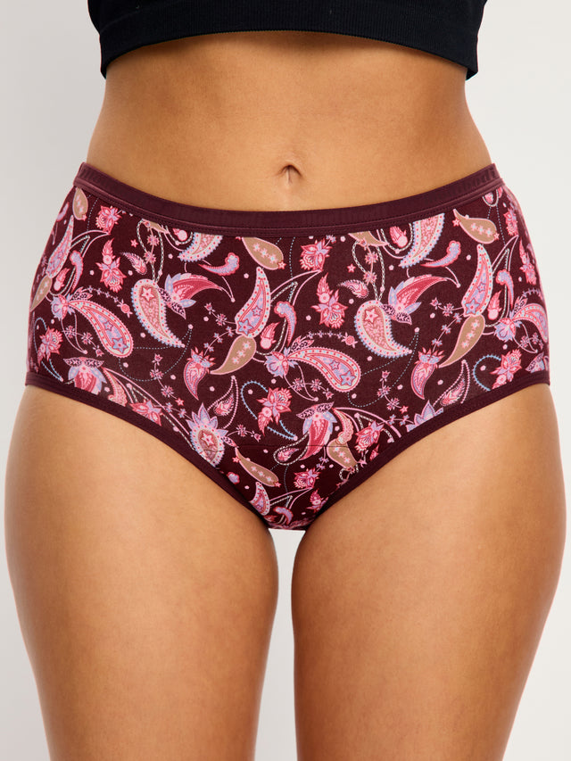 Classic Full Brief Moderate Opulent Paisley Red
