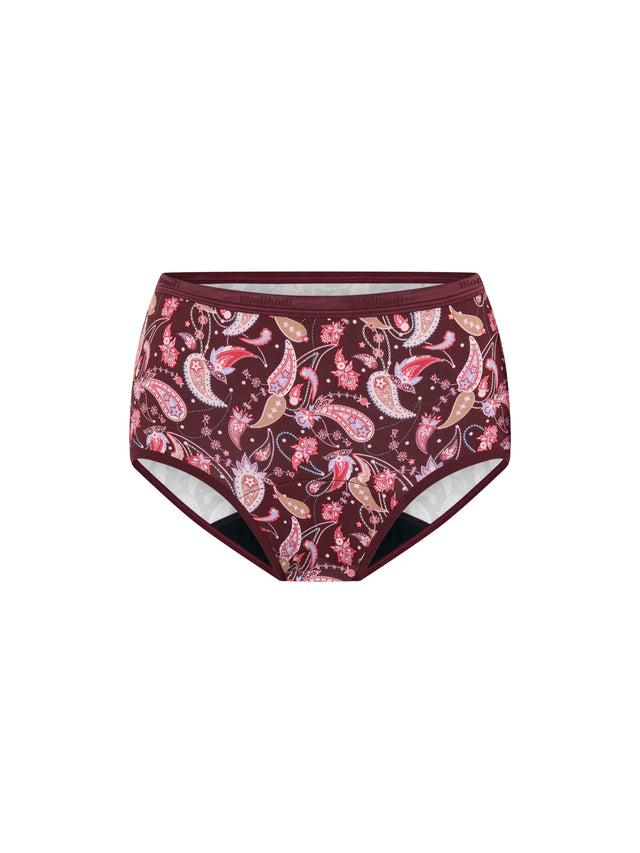 Classic Full Brief Moderate Opulent Paisley Red