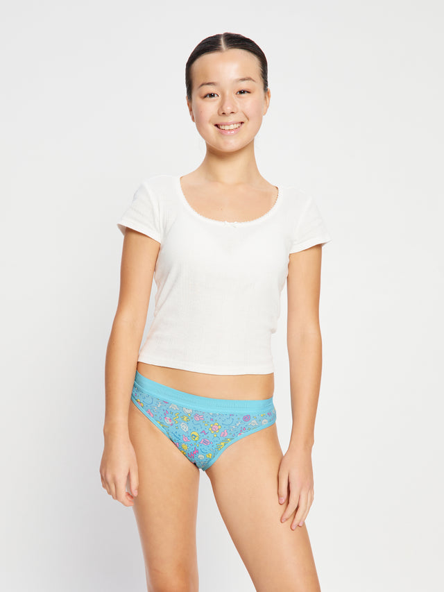 SmileyWorld® | Modibodi Teen Hipster Bikini Moderate Wonderlust Blue