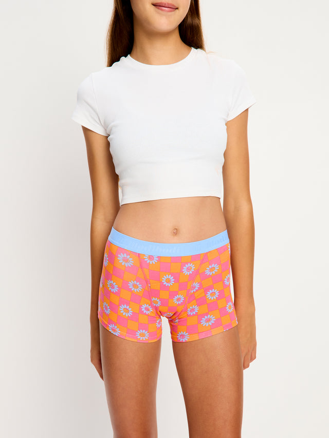 SmileyWorld® | Modibodi Teen Hipster Boyshort Moderate Flower Checkerboard