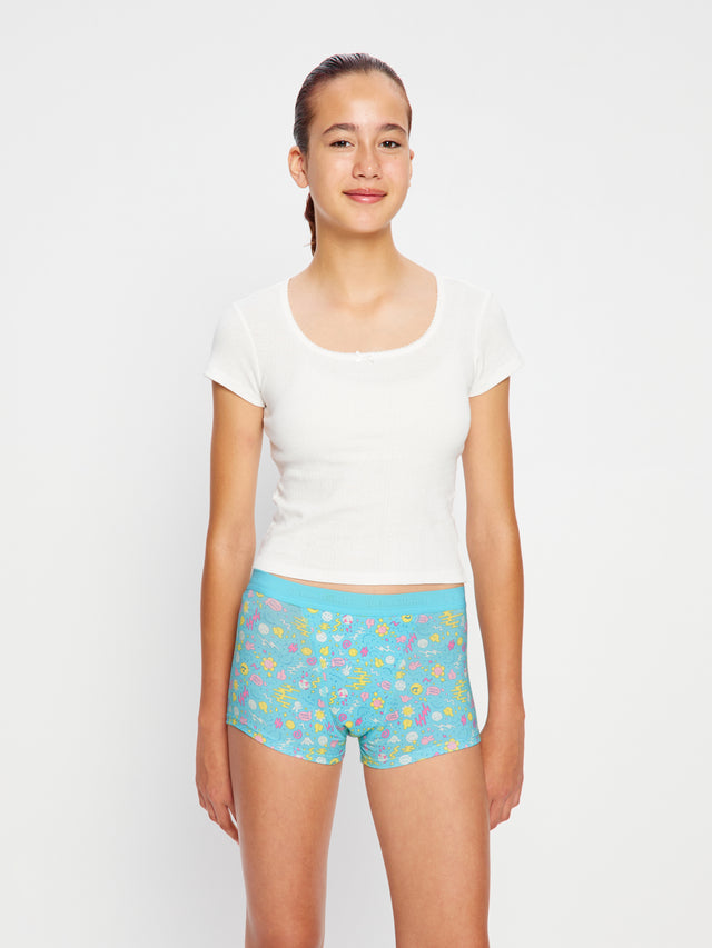 SmileyWorld® | Modibodi Teen Hipster Bikini and Hipster Boyshort 2 Pack Wonderlust Blue