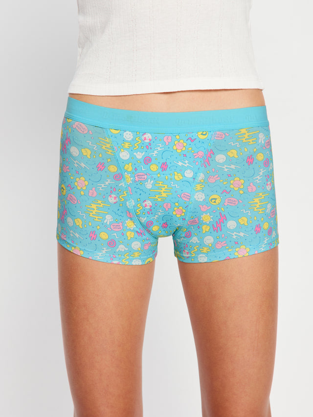 SmileyWorld® | Modibodi Teen Hipster Boyshort Super Wonderlust Blue