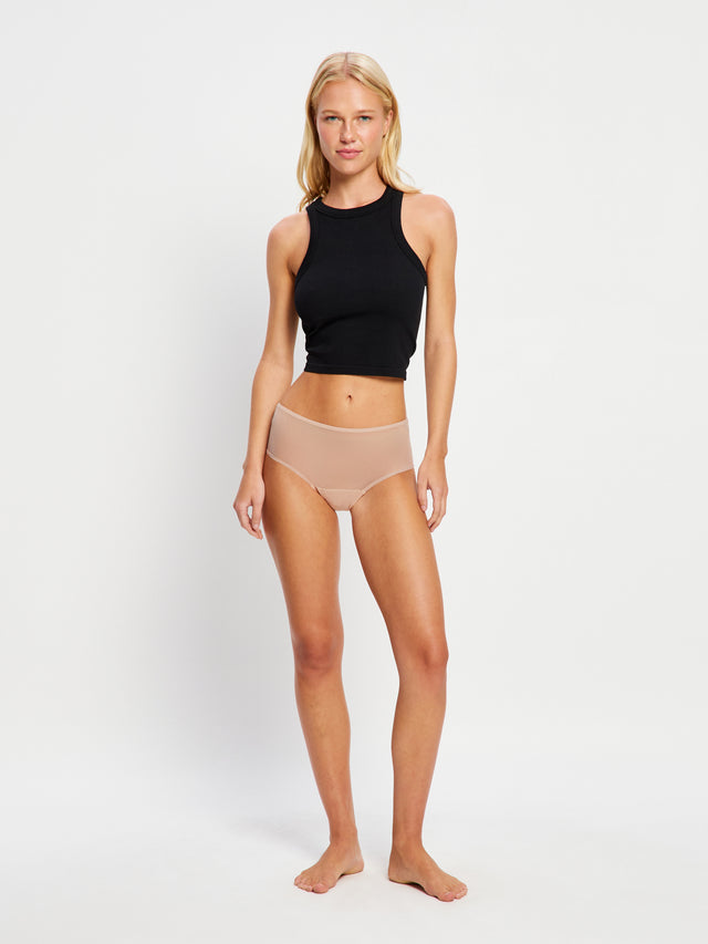 Barely There Hi Waist Brief Moisture Wicking Porcelean
