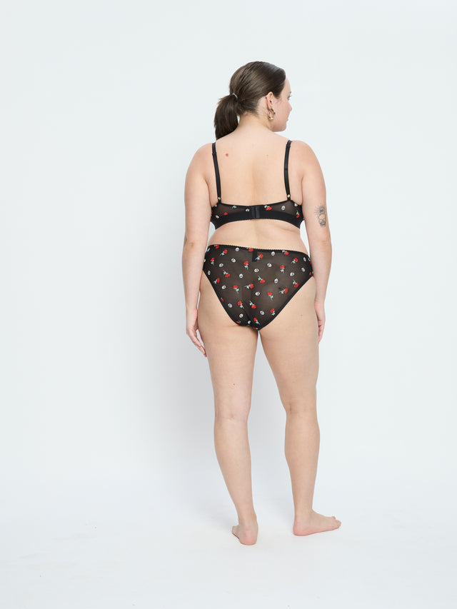 Intimates V Day Cheeky Brief Moisture Wicking Black Rose