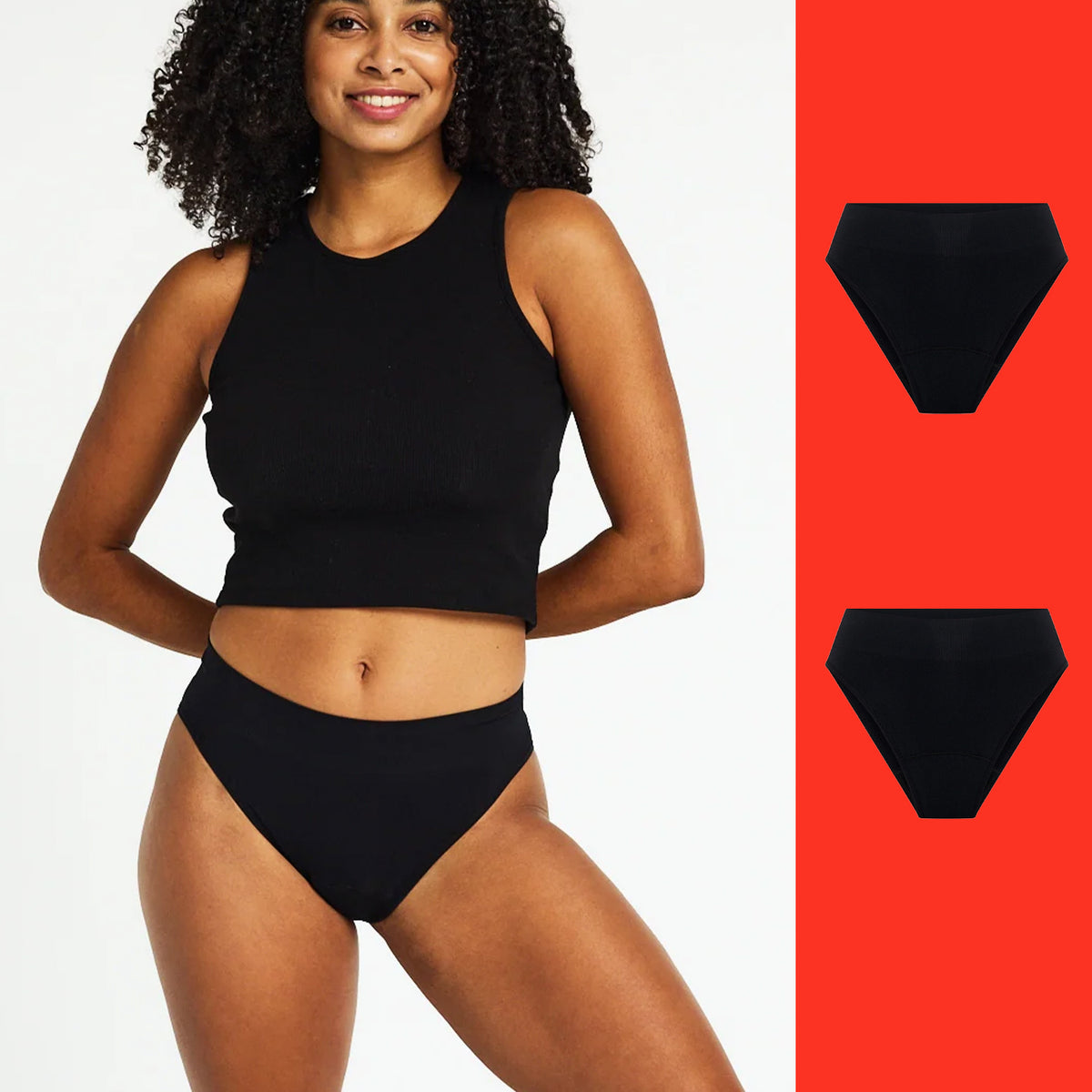 ModiComfort Seamless Hi-Leg Brief Moderate Black 2 Pack – Modibodi AU