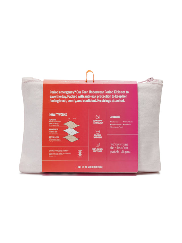 Teen Underwear Period Kit with 2 pack Hipster Bikini Moderate Black