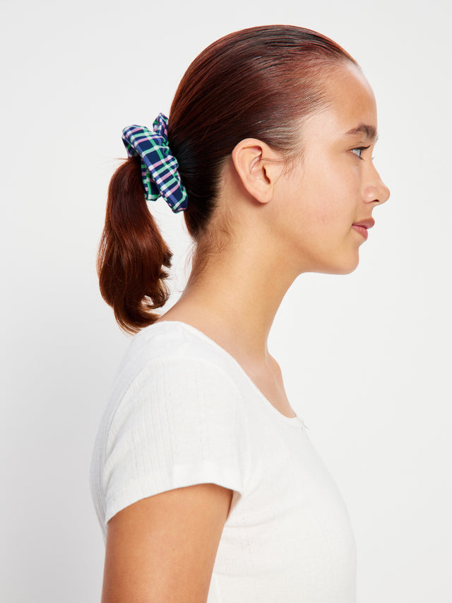 Teen Scrunchie Midnight Purple Check