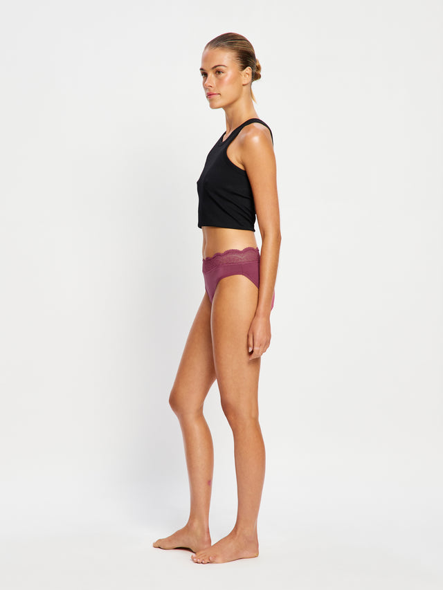 Sensual Hi Waist Bikini Moderate Plum Purple