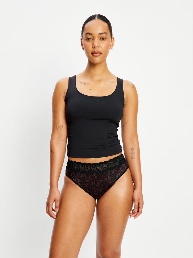 Sensual Hi Waist Bikini Super Abstract Leopard Rich Chocolate