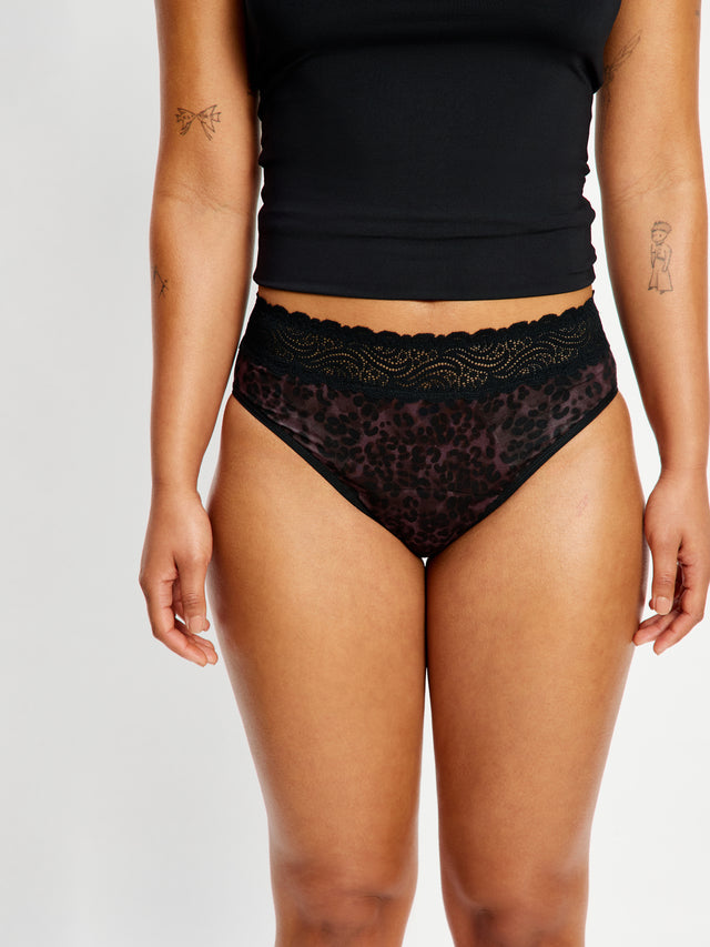 Sensual Hi Waist Bikini Super Abstract Leopard Rich Chocolate