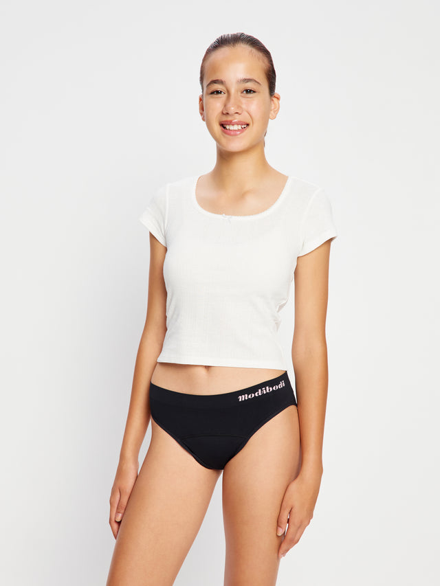 ModiComfort Seamless Teen Hipster Bikini Moderate Black 3 Pack