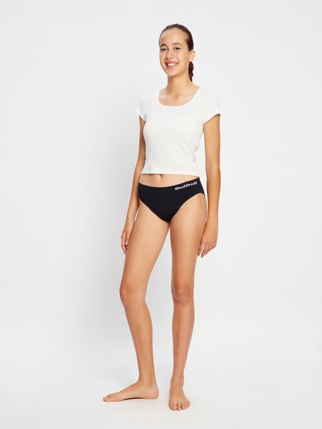 ModiComfort Seamless Teen Hipster Bikini Moderate Black 3 Pack
