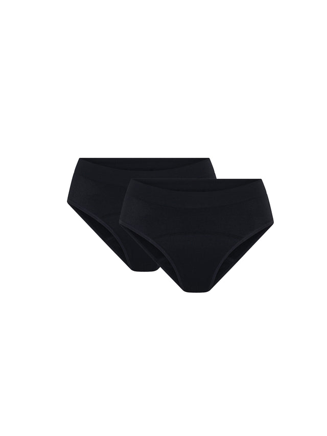 Teen Soft Stretch Seamless Hipster Bikini 2 Pack Moderate Black