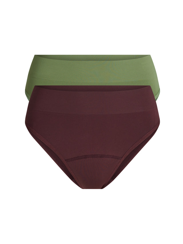 ModiComfort Seamless Bikini 2 Pack Moderate Laurel Green/Bitter Chocolate Brown