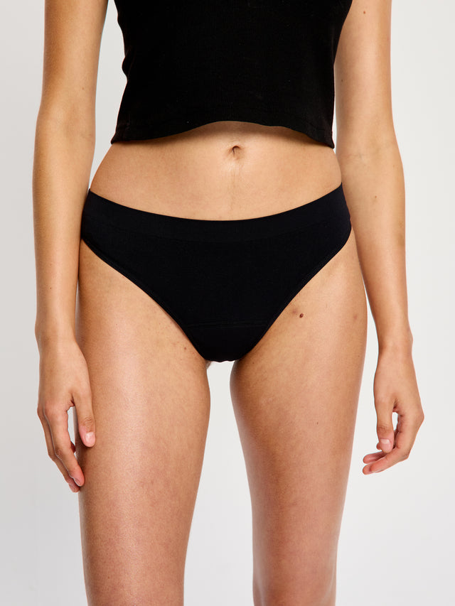 Soft Stretch Seamless Thong 2 Pack Light Black