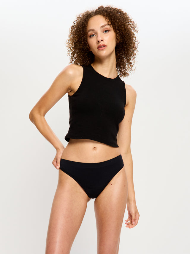 Soft Stretch Seamless Thong 2 Pack Light Black