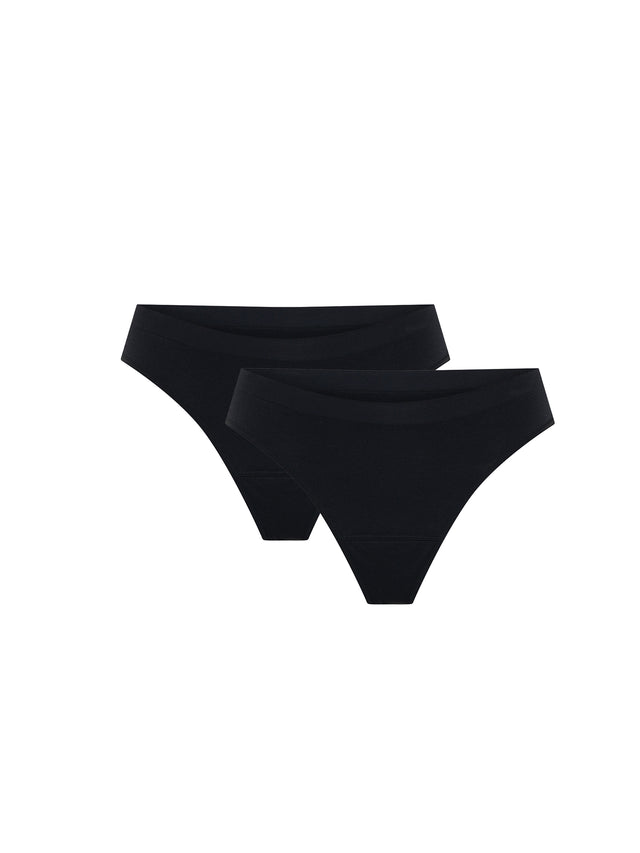Soft Stretch Seamless Thong 2 Pack Light Black