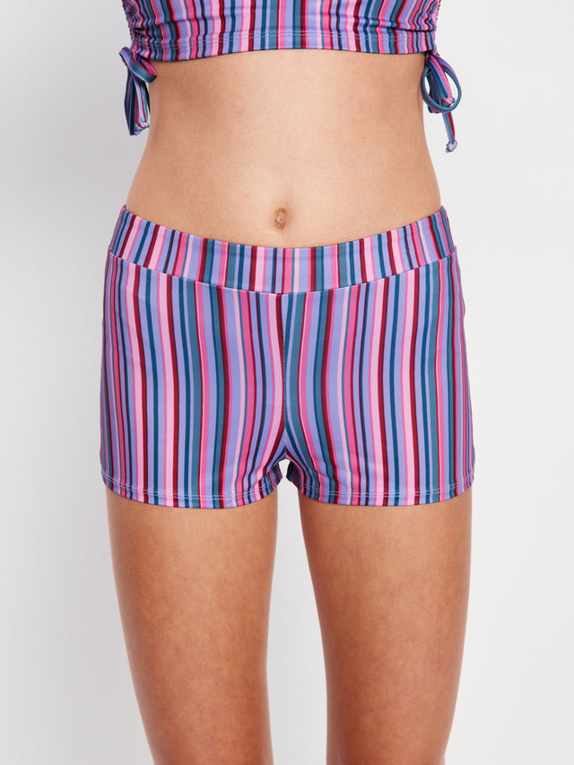 Teen Swimwear Boyshort Super Violet Rose Stripe