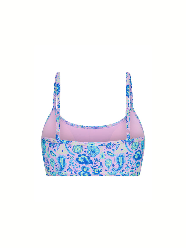 Teen Swimwear Adjustable Crop Top Paisley Pink