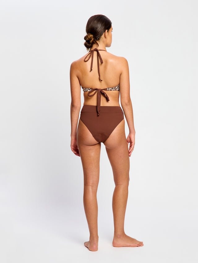 Swimwear Reversible Multiway Top Sea Swirl & Hi-Leg Bottom Chocolate