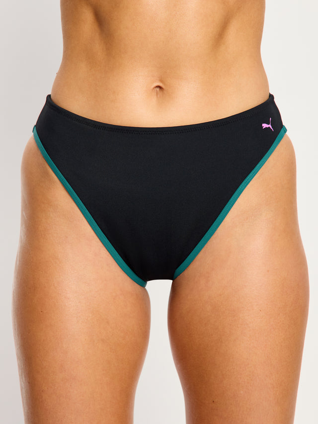 Puma X Modibodi Swimwear Scoop Bikini Top & Hi-Leg Cheeky Bottom Black Orchid