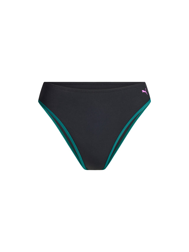 Puma X Modibodi Swimwear Scoop Bikini Top & Hi-Leg Cheeky Bottom Black Orchid